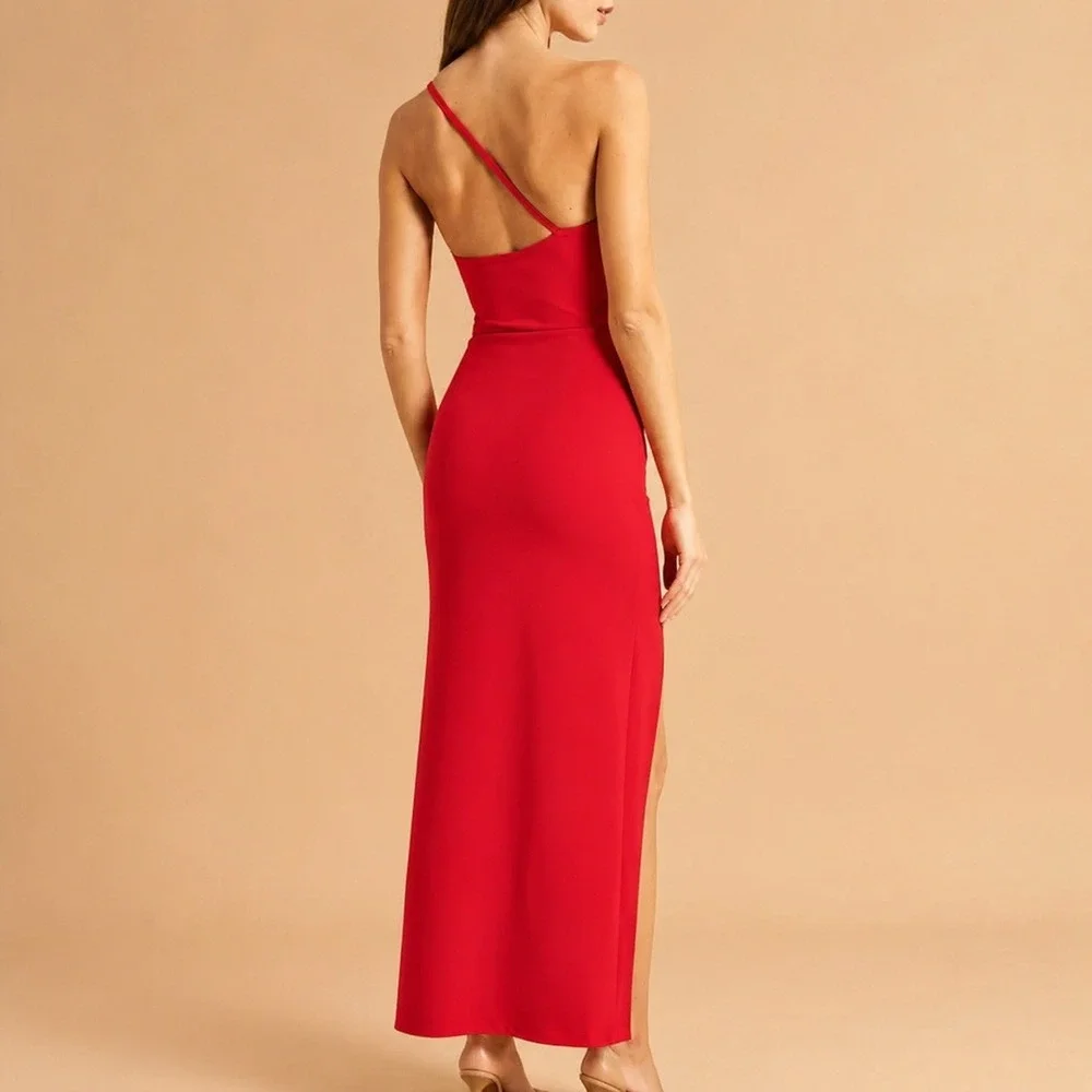 NEW Abercrombie & Fitch Red Asymmetrical One Shoulder Maxi Dress Size Large Tall